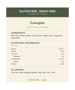 Lasagne - Ingredients, Nutritional Information and Allergens