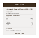 Organic Extra Virgin Olive Oil - Ingredients, Nutritional Information and Allergens