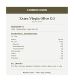 Farmers Union Extra Virgin Olive Oil - Ingredients, Nutritional Information and Allergens