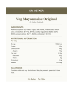 Veg Mayonnaise Original - Ingredients, Nutritional Information and Allergens