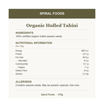 Organic Hulled Tahini - Ingredients, Nutritional Information and Allergens